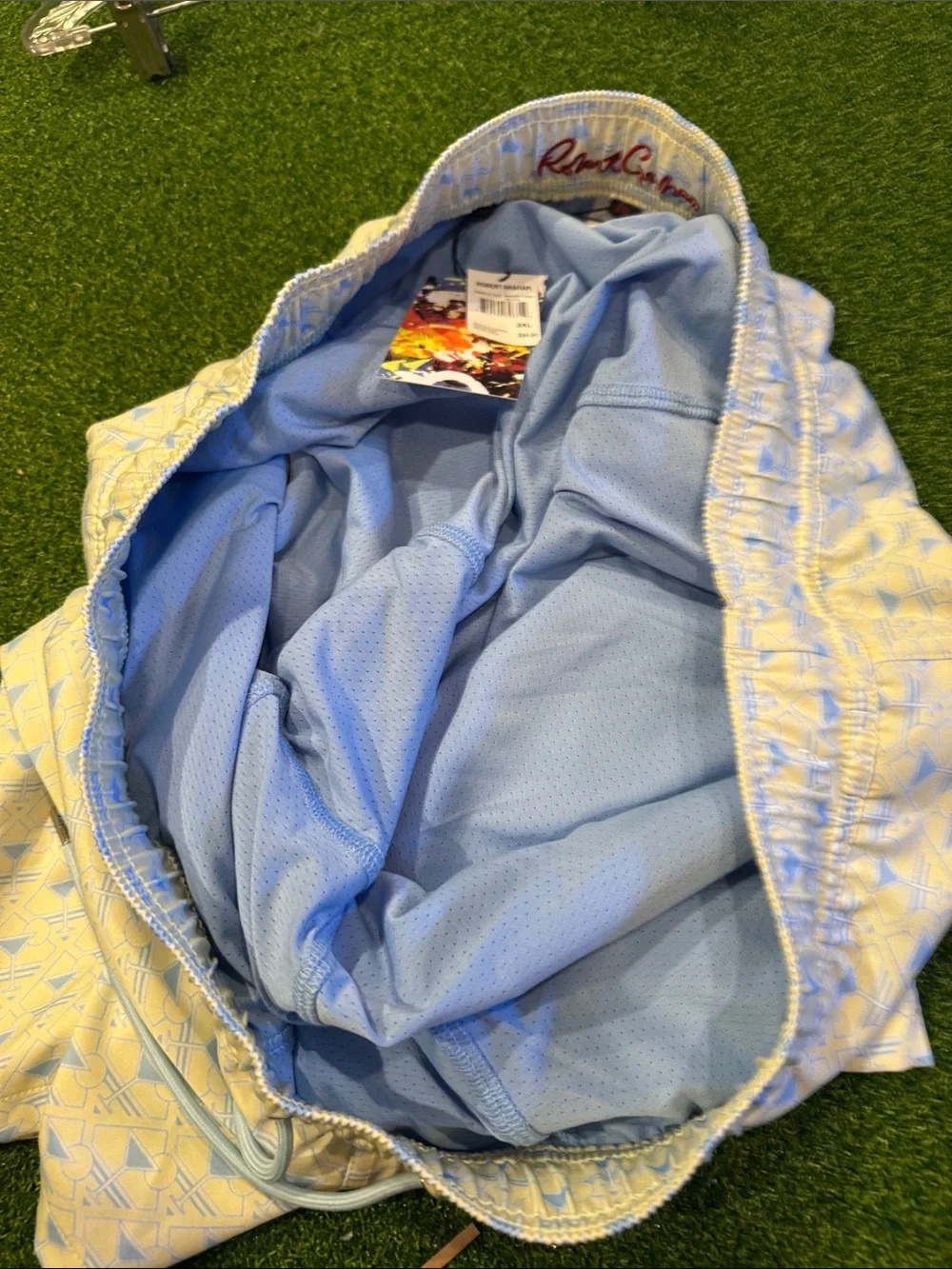 Robert Graham Kids Light Yellow & Light Blue Patterned Swim Shorts